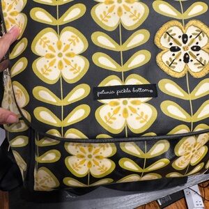 Petunia Pickle Bottom Yellow and Black Floral Baby Bag